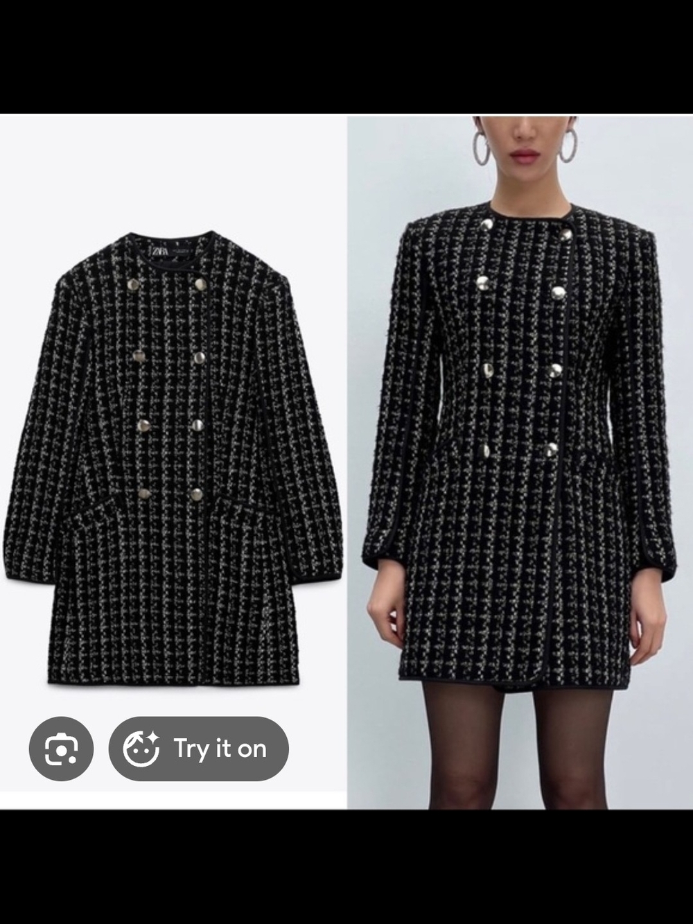 Zara Textured Double Breasted Coat
